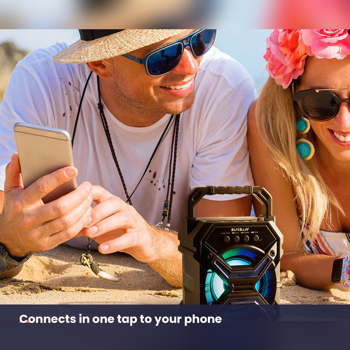 Connects to your phone by Bluetooth