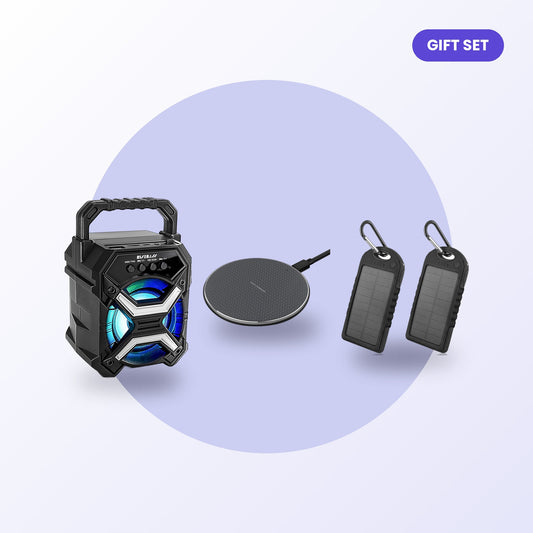 Party Gift Set: LED speaker, wireless pad and power banks