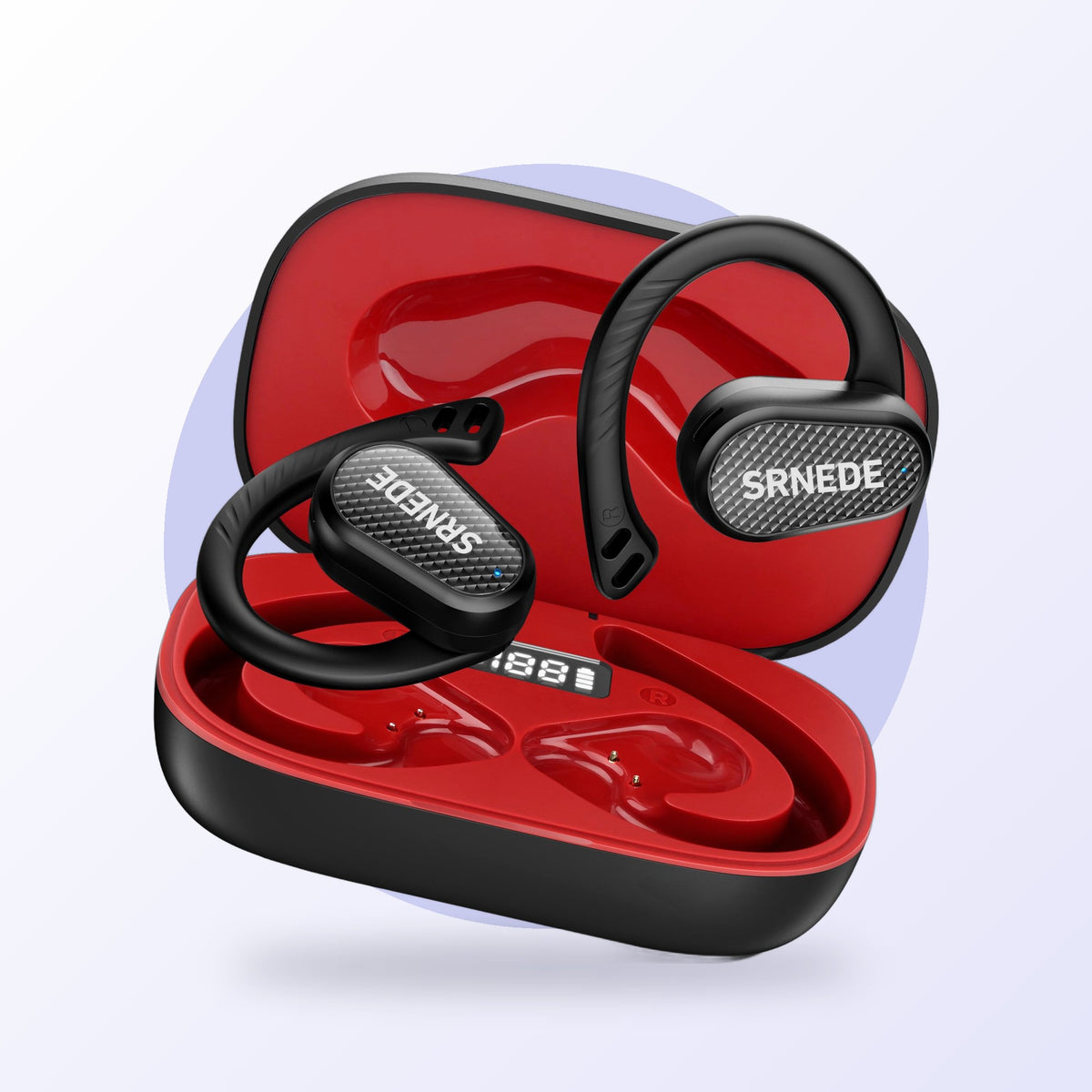 Open-ear Bluetooth 5.4 sport earbuds with charging case