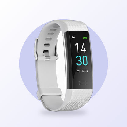 Fitness tracker smart watch, silver white