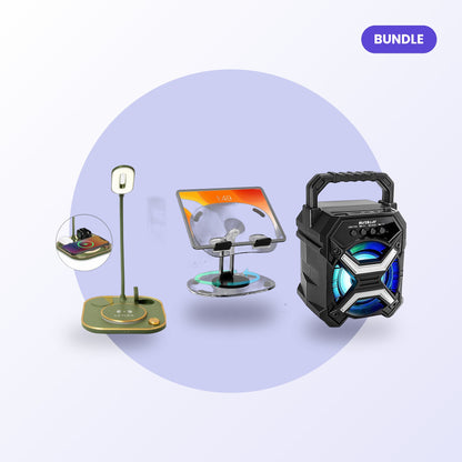 Desk Setup Bundle: lamp, stand and LED speaker