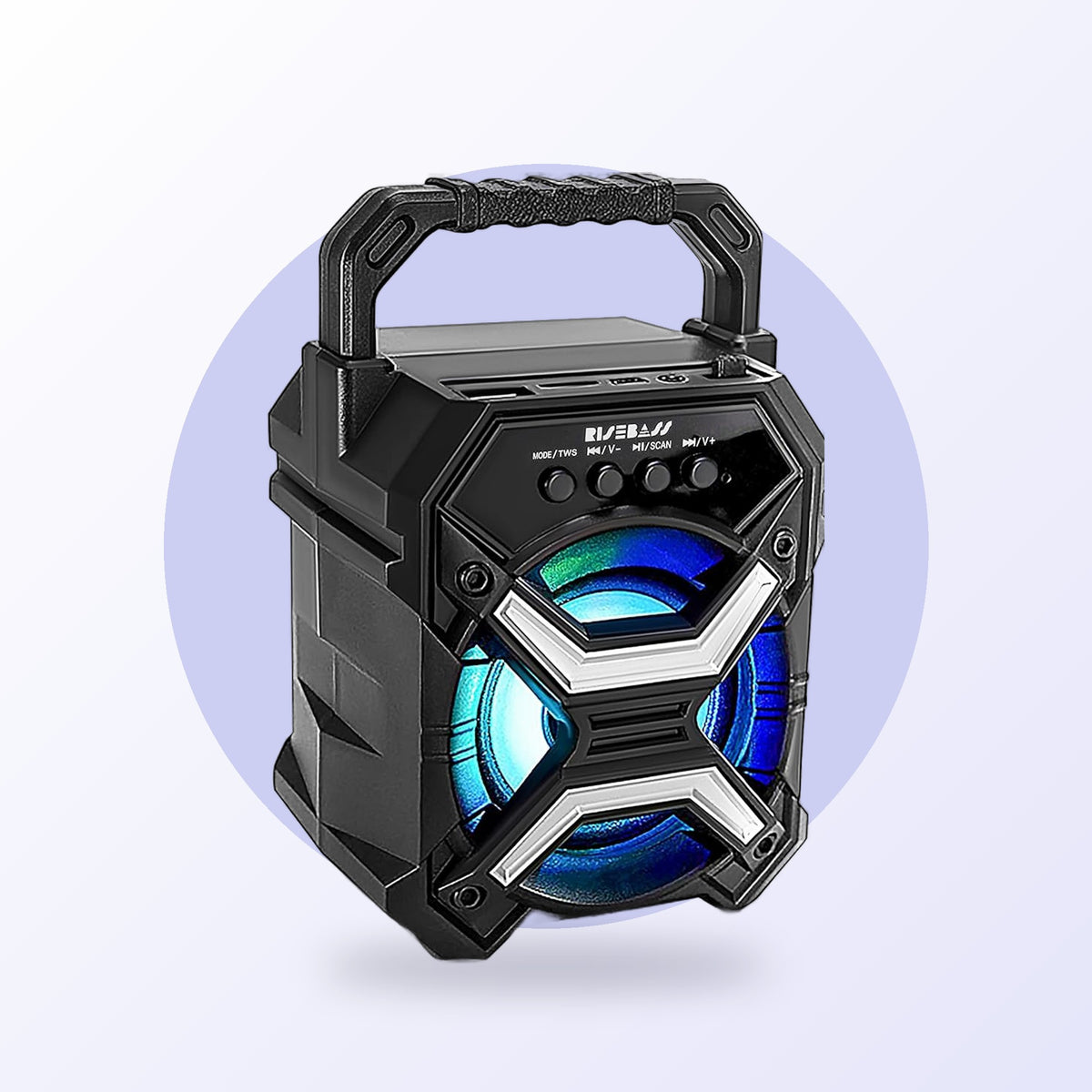 Portable Bluetooth speaker with LED lights, silver