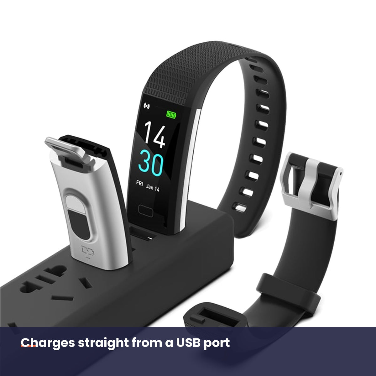 Charges from a USB port