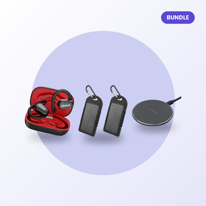 Travel Essentials Bundle: earbuds, power banks and wireless pad