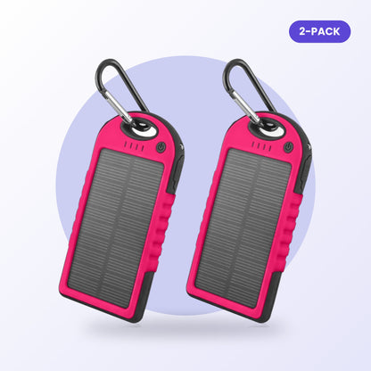 Solar power bank 2-pack, pink