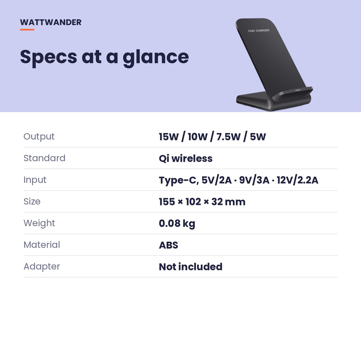 Vertical charger specifications