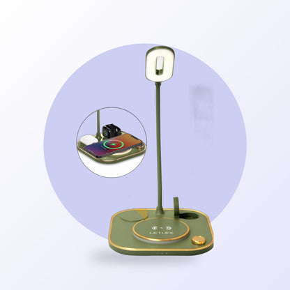 3-in-1 LED desk lamp with 15W wireless charger, green