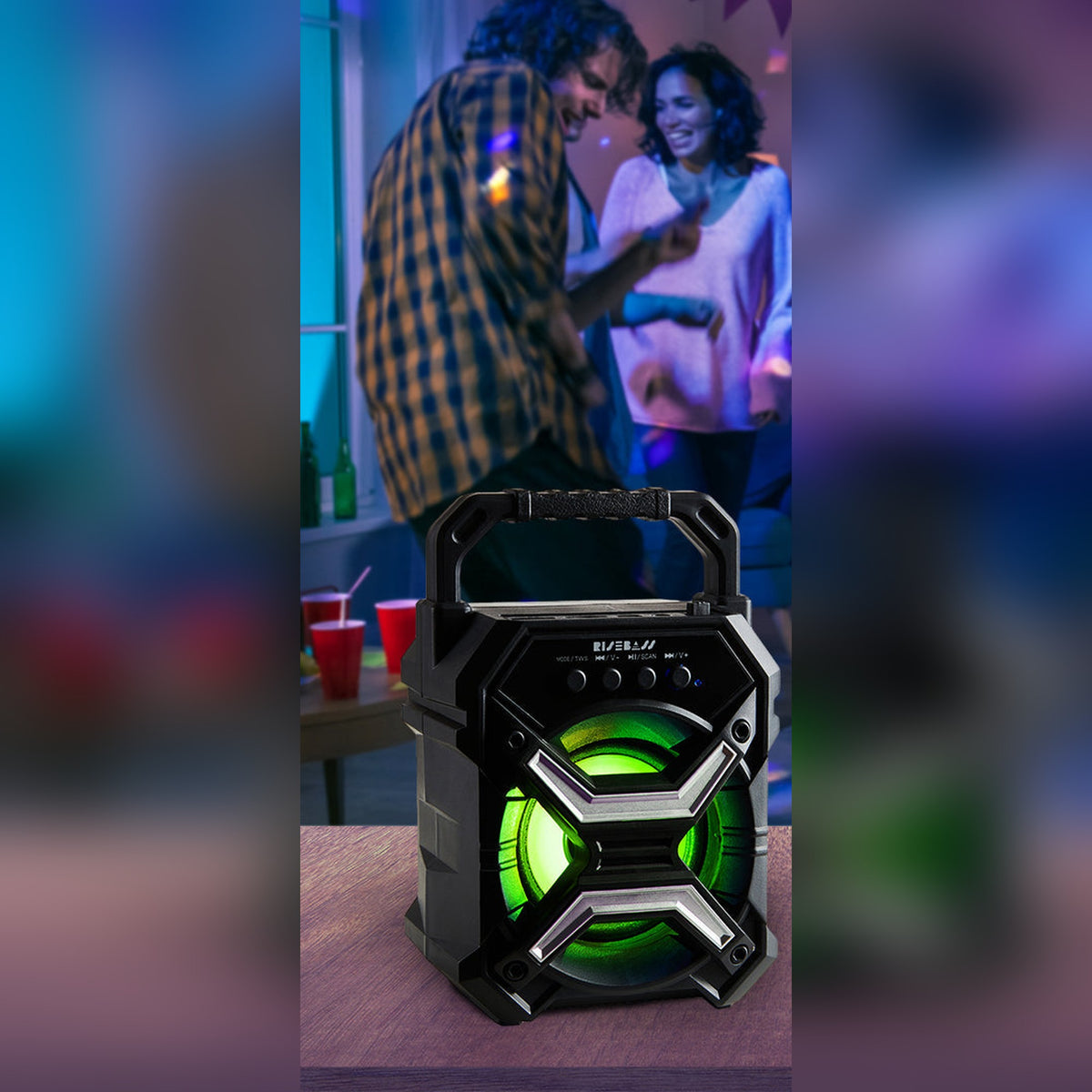 LED speaker lighting up a party