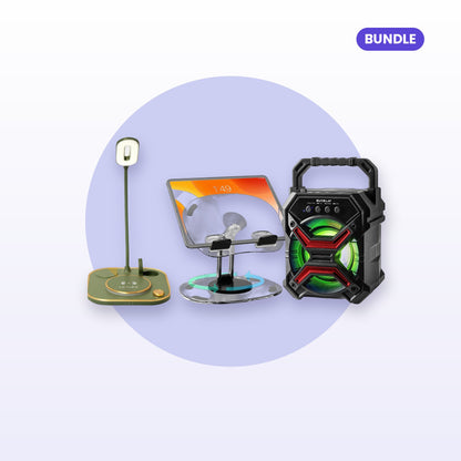 Desk Setup Bundle with red speaker