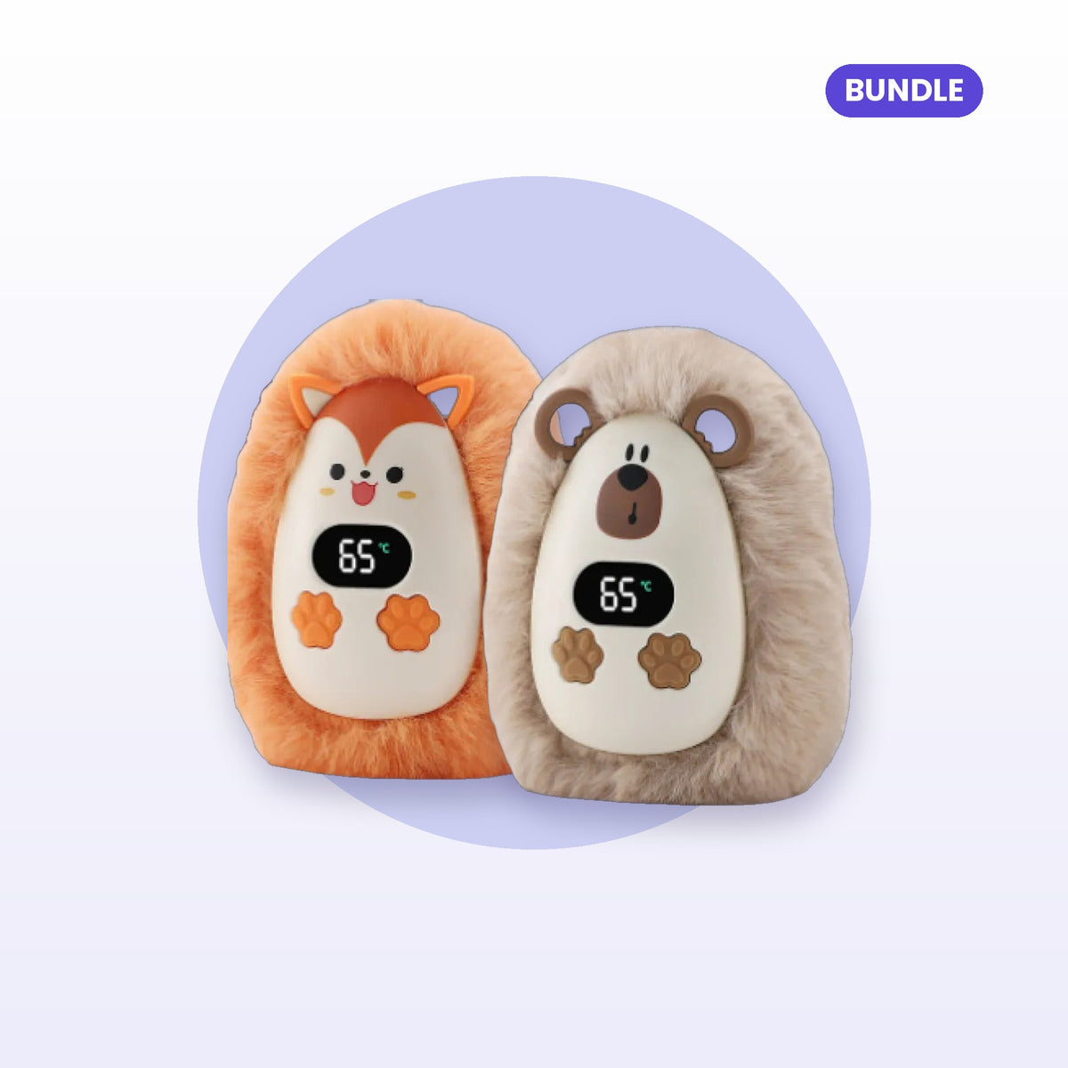 Orange Shiba Inu + Khaki Naughty Bear hand warmers