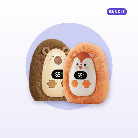 Winter Gift Pair: two rechargeable hand warmers, brown and orange