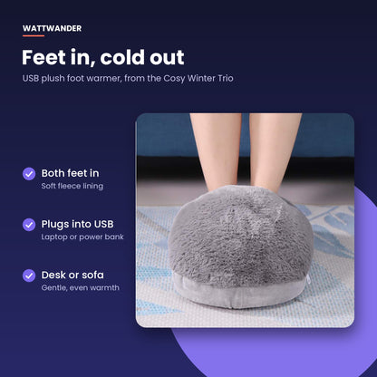 Both feet in the plush USB foot warmer