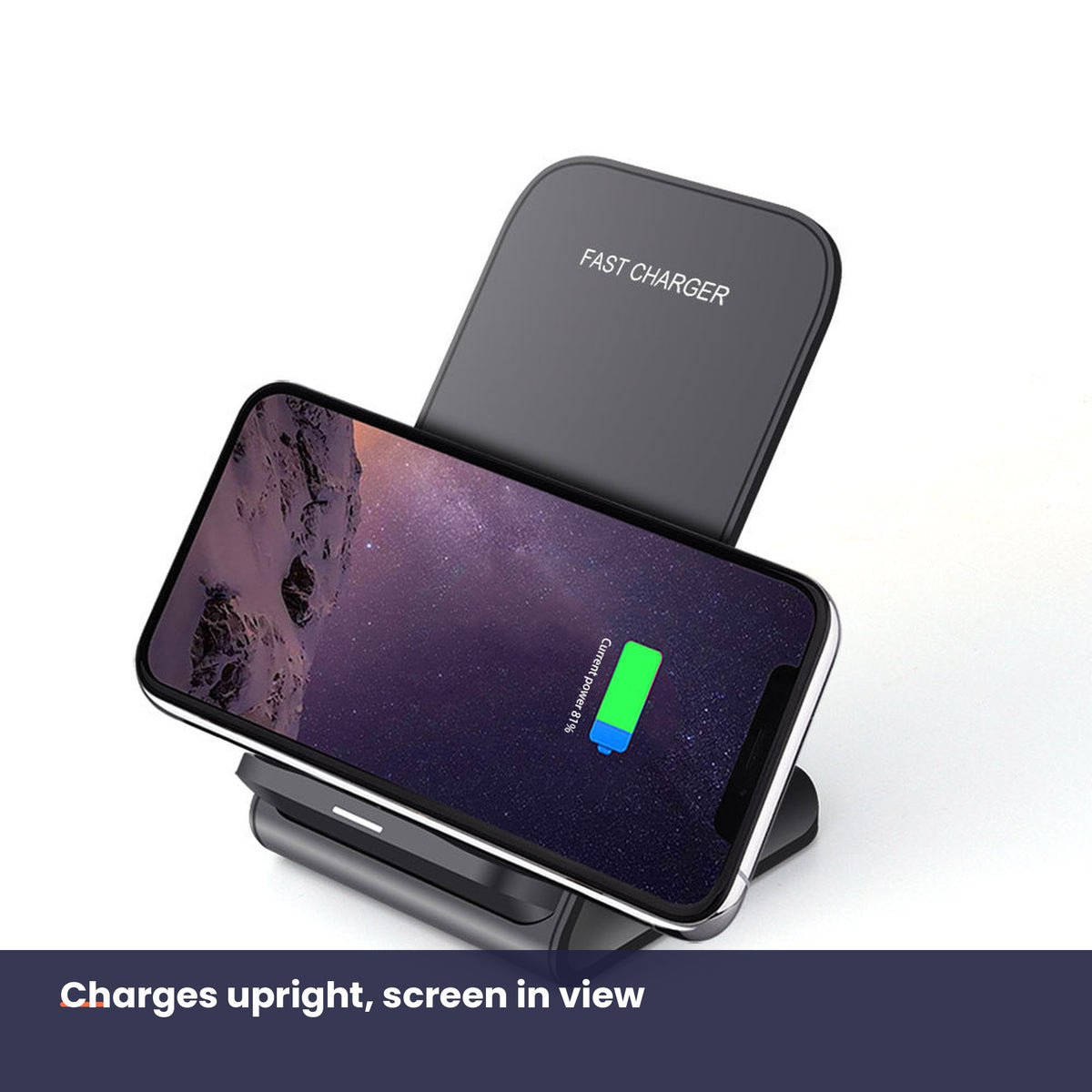 Phone charging upright on the stand